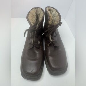 Barbo Sabrina II Brown Leather Boots with Shearling Lining Size 10M